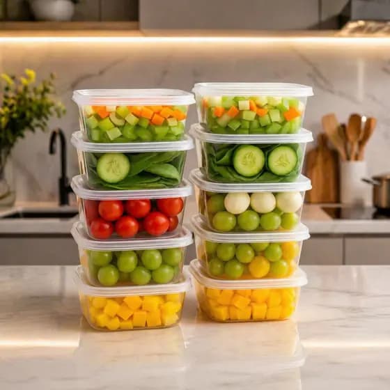Kit De Potes Marmitas Fitness 400ml Bpa Free Transparente Plástico Cozinha Freezer Microondas Organizador