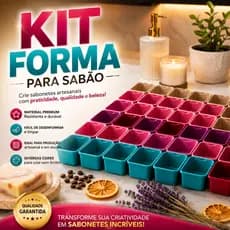 Kit Formas De Sabão Sabonete 300ml Plástico Reforçado Colorido Molde Barra Com Tampa Multiuso
