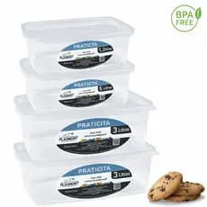 Kit Potes Transparentes 1,2 L e 3,0 L  Bpa Free Para Presidio Retangular Plástico