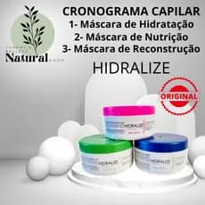 Cronograma Capilar HIDRALIZE - Máscara de Hidratação, Máscara de Nutrição e Máscara de Reconstrução.