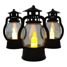 Kit 10 Mini Lampião Retrô 9cm – Luminária LED Vela Decorativa Vintage para Festa, Casamento, Decoração de Mesa e Enfeite