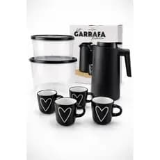 Kit Pix lar Garrafa Térmica 1L + 4 Canecas Porcelana + 2 Potes (2L e 5L) | Kit Café Completo