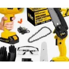 Mini Motosserra Eletrica Recarregavel Movel Bivolt Versatil 6 Polegadas Cortes Precisos