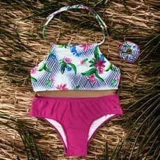 Biquini Juvenil Grappin Cropped Calcinha Larga Estampado