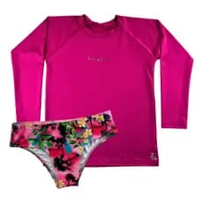 Conjunto Juvenil Proteção Solar Camiseta Calcinha Uv Meninas Grappin
