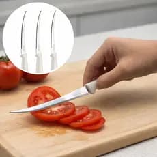 Faca Para Tomate Tramontina 1 a 3 Unidades Serrilhada Inox Cabo Branco Corte Preciso Casa Cozinha