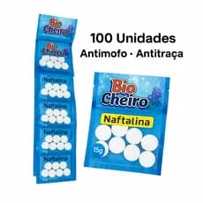 Cartela Naftalina em Bolinhas 100 Unidades Antimofo, Anti-Insetos e Antiodor para Roupas e Armários