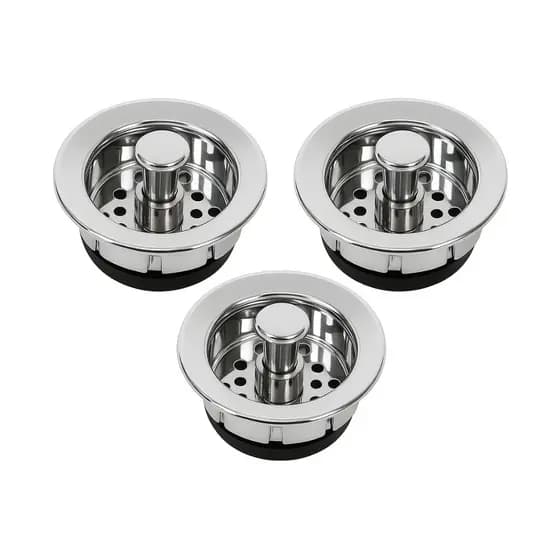 Kit 3 Ralo Cestinha de Pia De Cozinha 6cm com Válvula Americana Ralinho Cromado Cesto Para Cuba