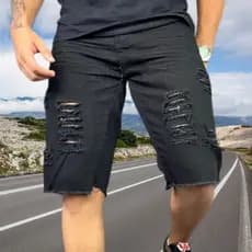 Bermuda Jeans rasgados Shorts Masculinos Alta Qualidade Com Elastano Sport Loja de Fábrica