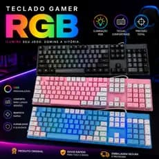 Teclado gamer com led rgb silencioso para jogos
