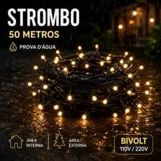 Cordão 500 Leds Com Strobo 50 Metros Prova D'água Natal Bivolt area interna e externa