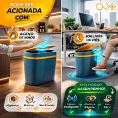 Lixeira Inteligente 12 Litros com Sensor Automático 3 Funções pilhas azul