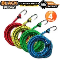 Kit com 4 Unidades de Corda Elástica 2m x 8mm com Gancho