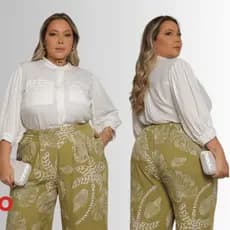 Camisa social Feminina Plus Size Casual Liso G1 G2 G3