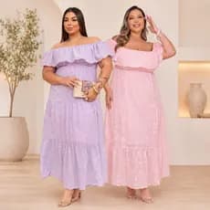 VESTIDO FEMININO MIDI LAISE BORDADO COM FORRO | Manga Ciganinha