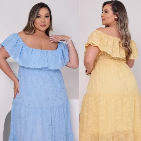 Vestido Midi Feminino com Manga Ciganinha e Lastex