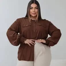 Camisa Feminina manga longa Casual Elegante Soltinha plus Size Trabalho