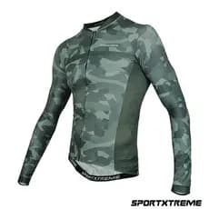 Camisa Ciclismo Slim Unissex Manga Longa SXTR Army Verde