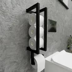 Porta Papel Higiênico Industrial Moderno Preto de Parede em Metal Decorativo para Banheiro Elegante