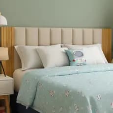 Cabeceira Suede + Painel Ripado MDF | Conjuntos de Peças para Cama Box Casal, Queen e King