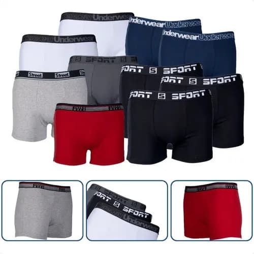 Kit 10 Cuecas Boxer Confortáveis Algodão Premium Sortidas, Moda Masculina Básica, Esporte, Presentes Dia dos Pais