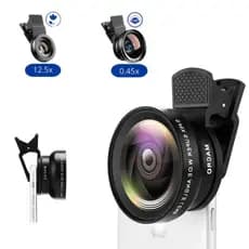 Lente Celular Super Ângulo Amplo 0,45x e Macro 12,5x Detalhes Sobrancelhas Olhos Cílios Íris Unhas Zoom Personal Beauty  Lente Grande Angular 2 em 1 Universal Compativel Apple Samsung Celular Smartphone Tablet Original Fotos com Qualidade