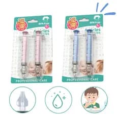 Kit 2 Seringas Lavador Aspirador Nasal Limpeza Infantil Bico Silicone Nariz Bebê Livre BPA Free Não Alergênico Reutilizável Plástico Não Tóxico Sucção Catarro Secreção Higienizador Irrigador Criança Adulto Menino Menina Homem Mulher Colorida Rosa Azul