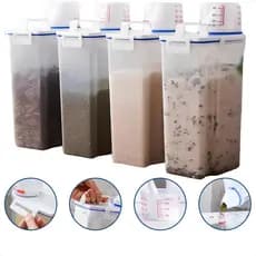 Pote Hermetico Dispenser De Ração Milho Cereal Feijão Arroz Sementes Liquidos 2L Transparente C/ Copo Medidor Multiuso