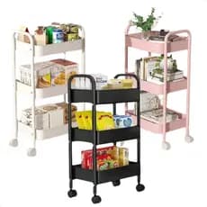 Carrinho Organizador Decorativo Multiuso Com Rodinhas 360º Prateleira Fruteira Em Metal Para Cozinha Sala Casa Banheiro