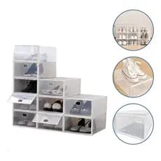 Caixa Organizadora de Sapato Tenis Acrilico Empilhavel Transparente Vertical Expositor Sneaker Gaveta Armario Quarto Box