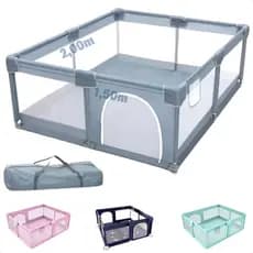 Cercadinho Bebê Infantil Chiqueirinho Grande 2,0x1,5m Desmontável Tela Proteção Portátil Seguro Grade Playground Top