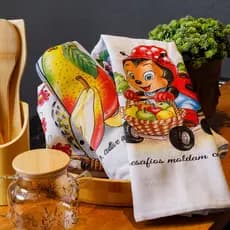 Kit 10 Panos de Prato Bom Cozinha Copa Grande Guardanapo Estampado  Xadrez e Branco Sortido