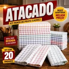 Kit 20 Panos Copa e Prato Xadrez sem Estampa Guardanapos Grandes 40x60 cm com Bainha Atacado