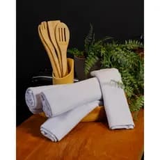 Kit Pano de Prato Liso Branco Sem Estampa Grande 40x60 Cm Bainha Larga