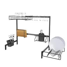 Escorredor De Pratos E Louça Cozinha Suspensa Reforçado 63cm Cor Preto
