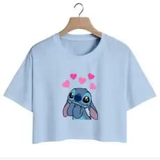 Cropped Camisa Feminina Stitch em Malha Premium