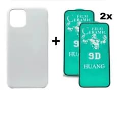 Case Branca + 2x Película Cerâmica iPhone 11 ao 16 Pro Max | AV