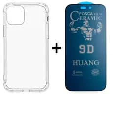 Kit 2em1 Capa TPU + Película Cerâmica Fosca Privacidade iPhone X XS 11 12 13 14 15 16 Pro Max | AV