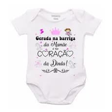 Roupa Body Bebê Personalizado Gerado Coração Da Dinda Rosa