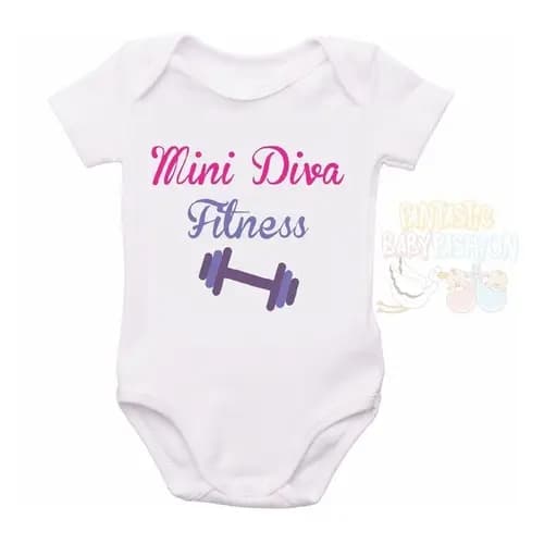 Roupa Body Bebê Personalizado Mini Diva Fitness