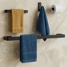 Kit 04 Peças Acessórios Para Banheiro Estilo Industrial  Preto Quadrado Luxo Decoração Moderna
