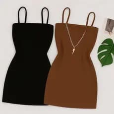 Kit 2 Vestidos Femininos Curto de Alicinha Tubinho Gringo Balada Reto colado