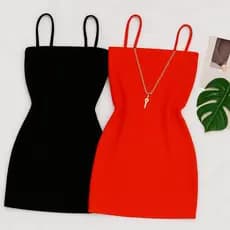 Kit 2 Vestidos Femininos Curtos Tubinho Blogueira Alcinha com bojo