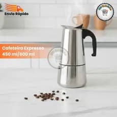 Cafeteira Italiana Aco Inox 450ml 600ml Expresso Design Moderno 9/12 xícaras
