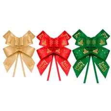 Kit 10 Laços Rápido Cetim de Natal Prático Lacinho Pronto para Presente