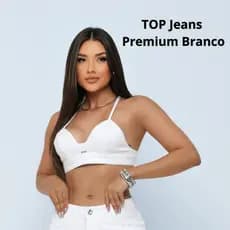 Top Cropped Branco Jeans Premium Regulável Alcinha Sem Bojo Duplo Sem Laicra Elastano 100% Algodão