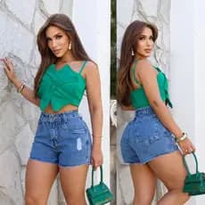 Short Jeans Feminino Mom Leve Destroyde Cintura Alta Sem Elastano Laicra