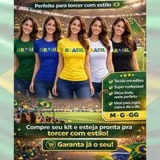 Blusa Brasil Feminina Babylook  Manga Curta Cores Copa Do Mundo Gola Redonda Camiseta Torcer Confortável