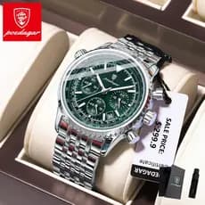 POEDAGAR watch, waterproof luminous date sports timing code stainless steel men's watch