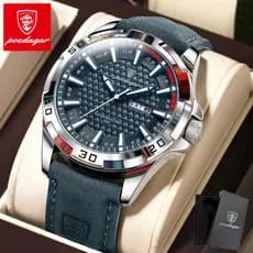 Poedagar watch, waterproof luxury sports leather night light Sunday men's quartz watch
